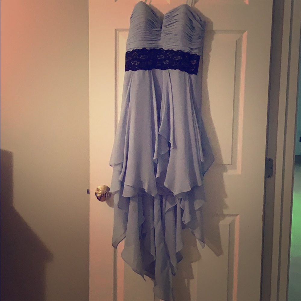 Elegant Blue and Black Lace Dress.